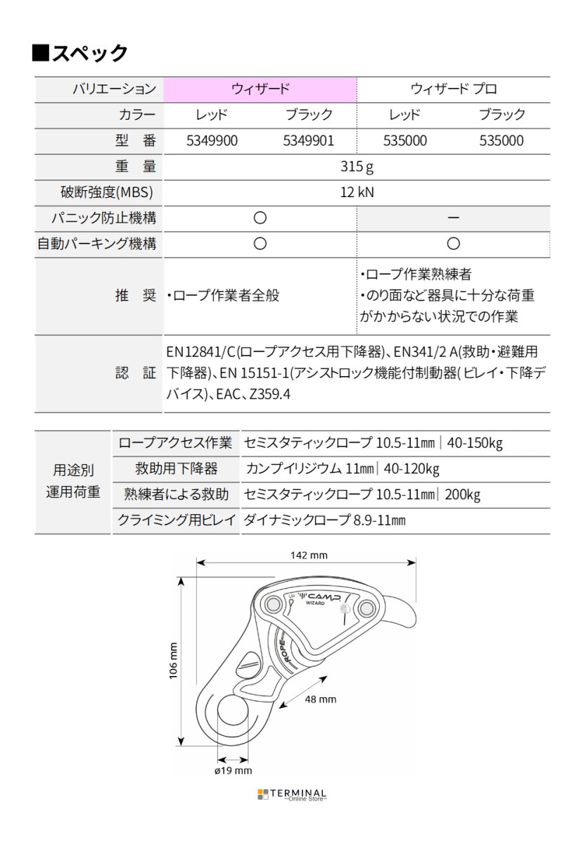 C.A.M.P. (Camp Safety) WIZARD カンプ ウィザード 5349900