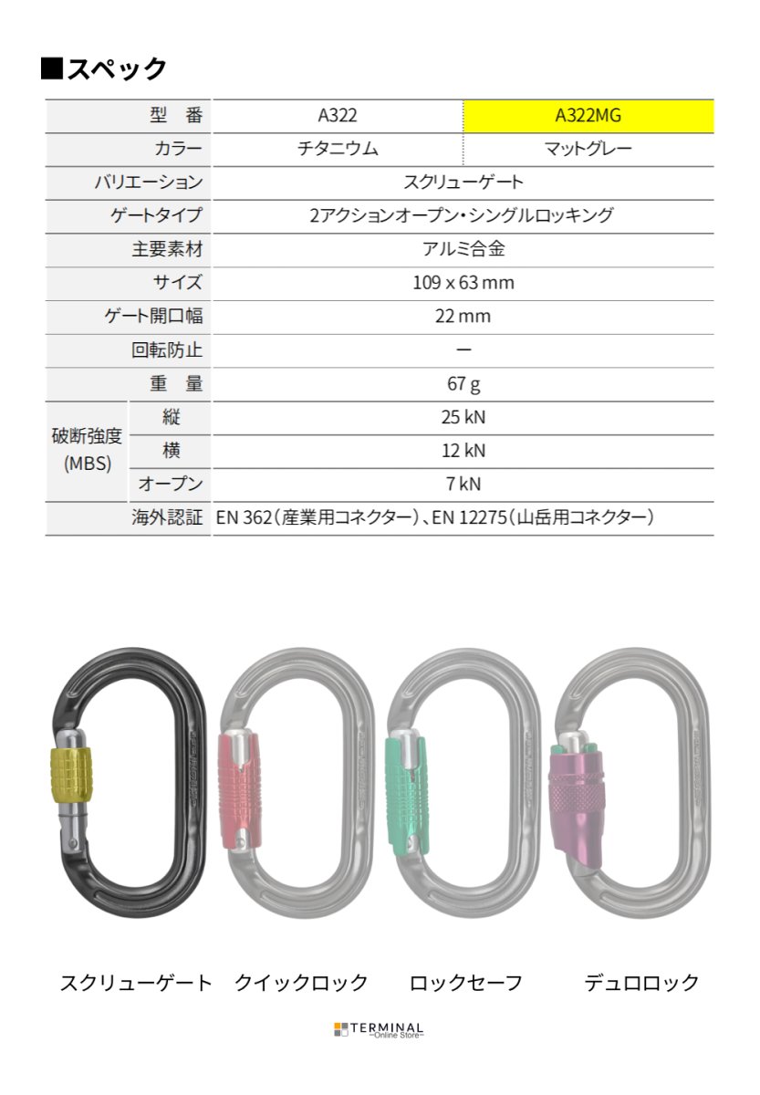 DMM Ultra O ディーエムエム ウルトラ O(オー) スクリューゲート マットグレー A322MG