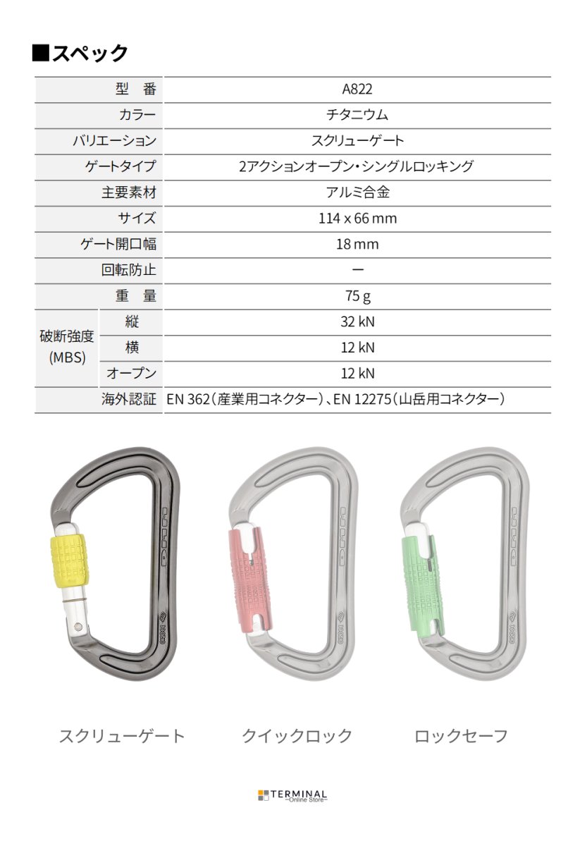 DMM ZODIAC ディーエムエム ゾディアック スクリューゲート A822