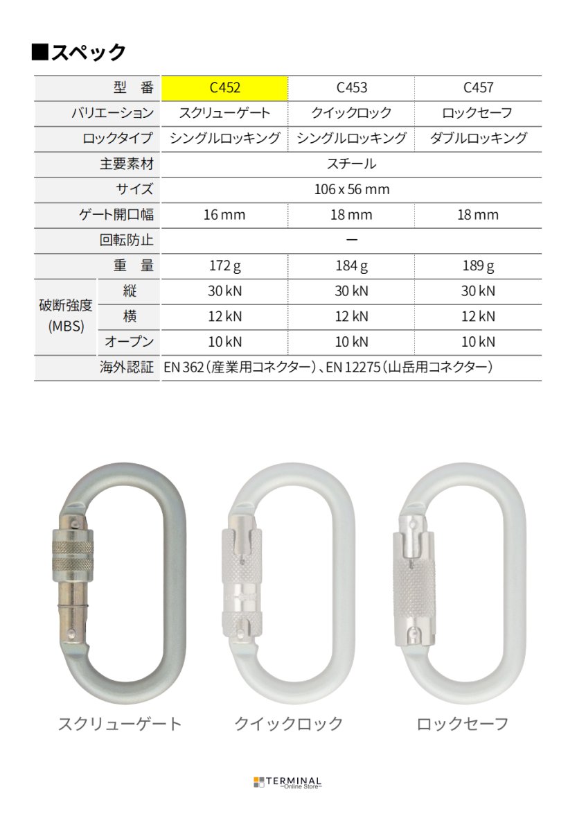 DMM Steel Oval 10 ディーエムエム スチール オーバル 10 スクリューゲート C452