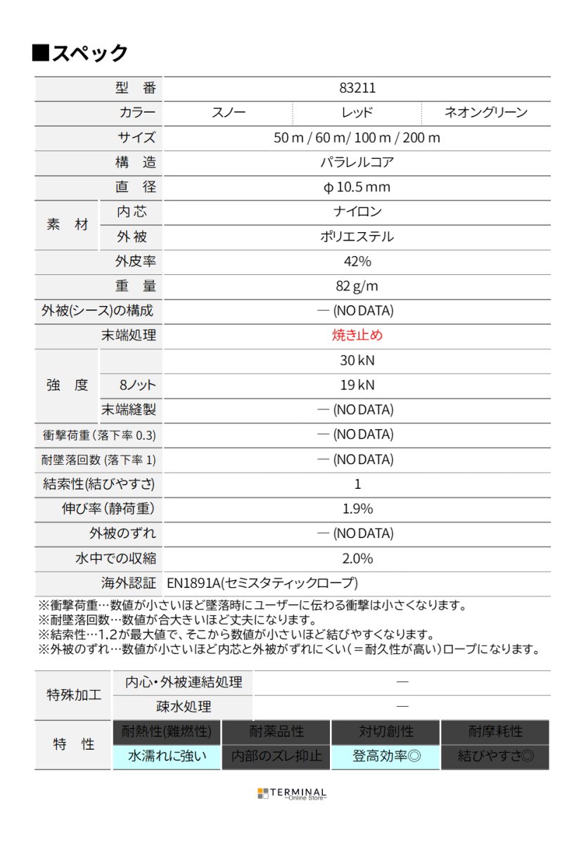 EDELRID STATIC LOW STRETCH エーデルリッド スタティック ロー ストレッチ 10.5 mm 832110500470