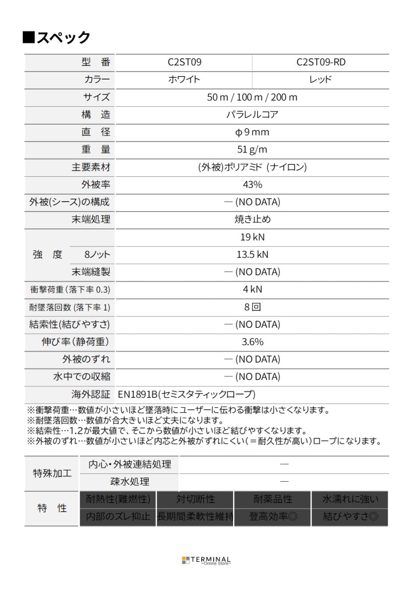 edelweiss Semi Static Rope エーデルワイス セミスタティックロープ 9 mm C2ST09