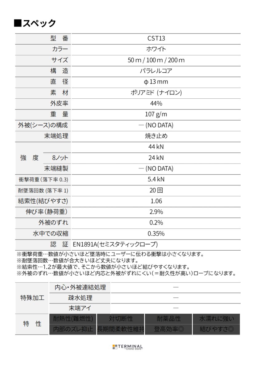edelweiss Semi Static Rope エーデルワイス セミスタティックロープ 13 mm CST13