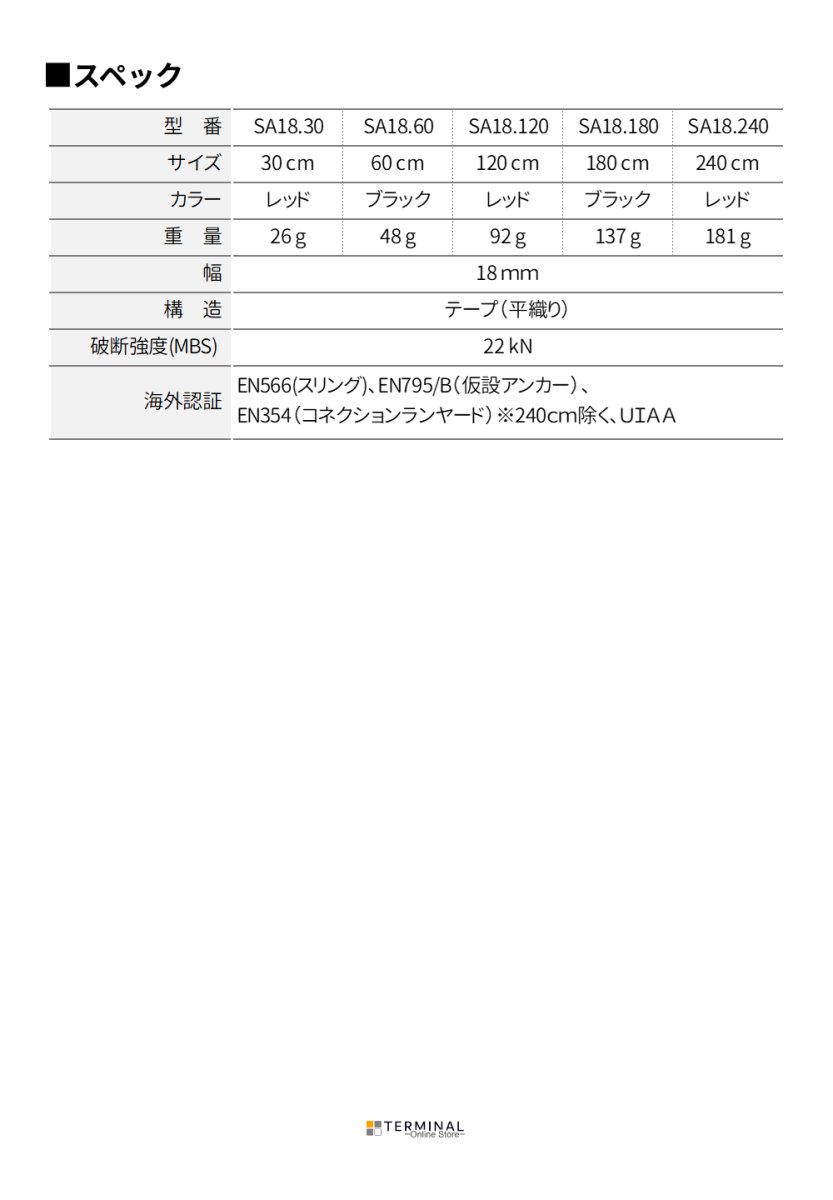 edelweiss Flat Sling エーデルワイス フラットスリング 18 mm SA18.30